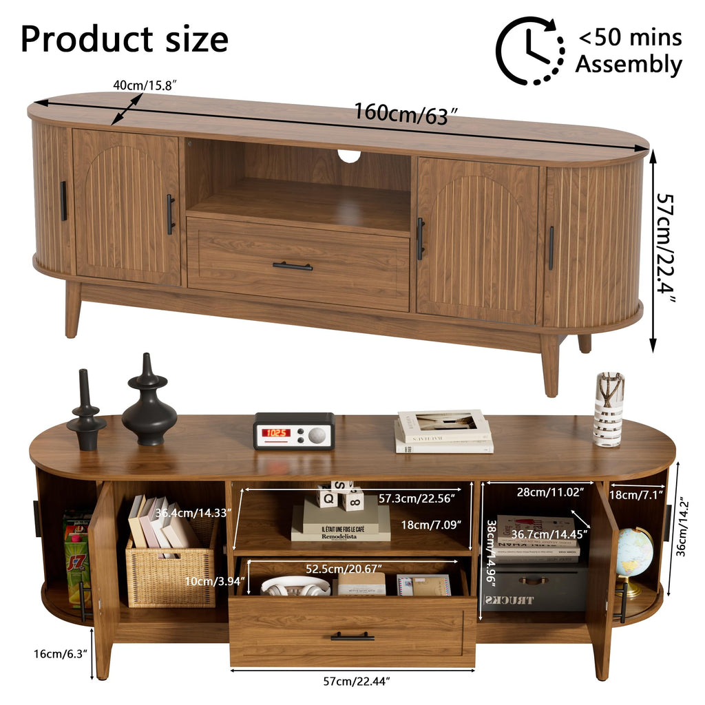 63" Fluted TV Stand with Drawers L5816
