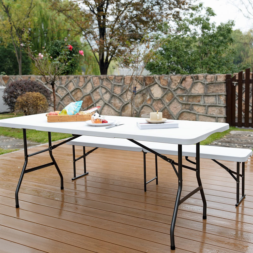 6FT Heavy Duty Portable Plastic Folding Table White S13215