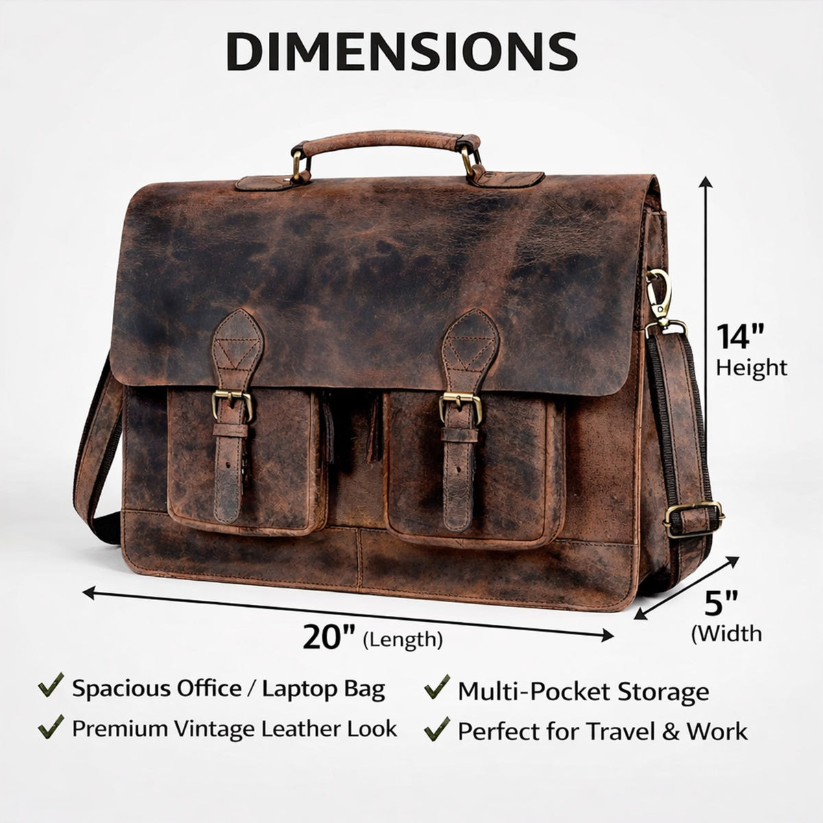 Retro Brown Laptop Messenger Bag Crossbody Travel Bag G132808