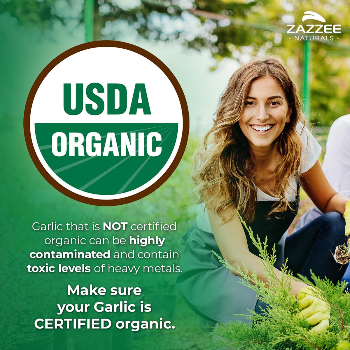 USDA Organic Odorless Garlic 20:1 Extract 100 Capsules L577020