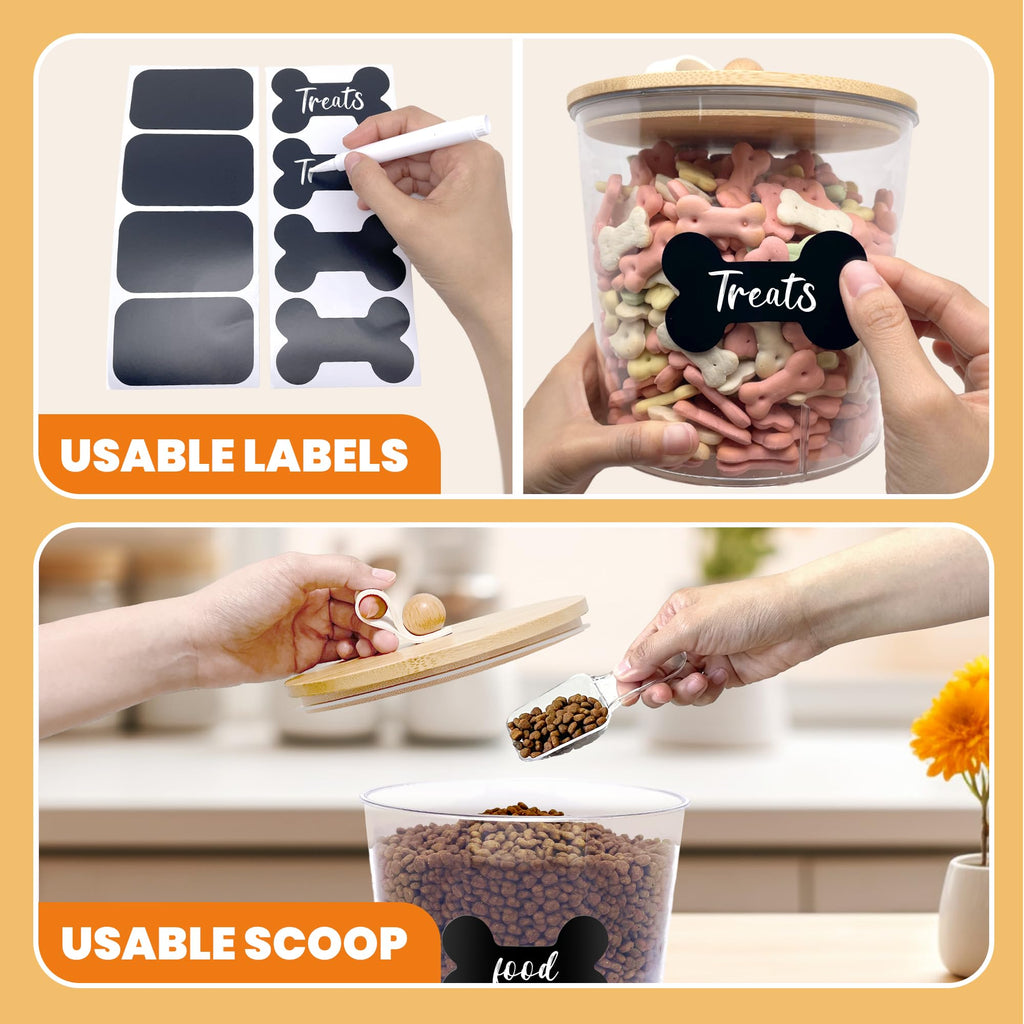 3 Pack Airtight Dog Food Storage Container with Bamboo Lids U7446