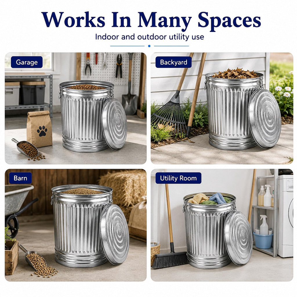 Galvanized Steel Trash Can with Locking Lid J2094