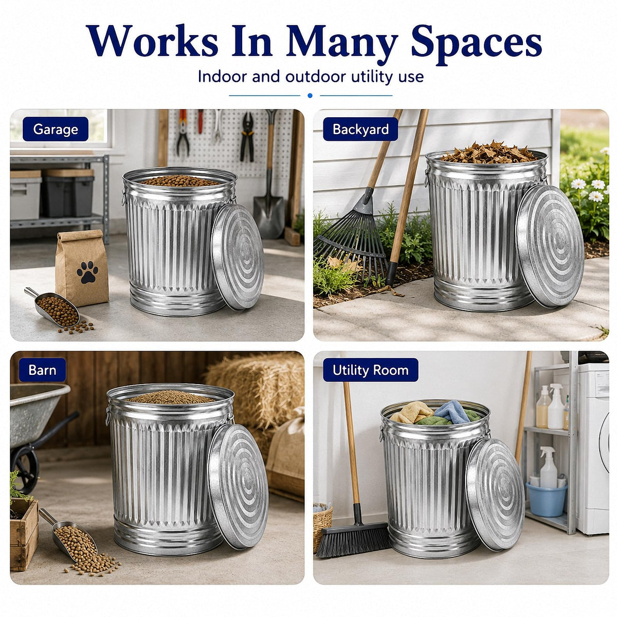 Galvanized Steel Trash Can with Locking Lid J2094