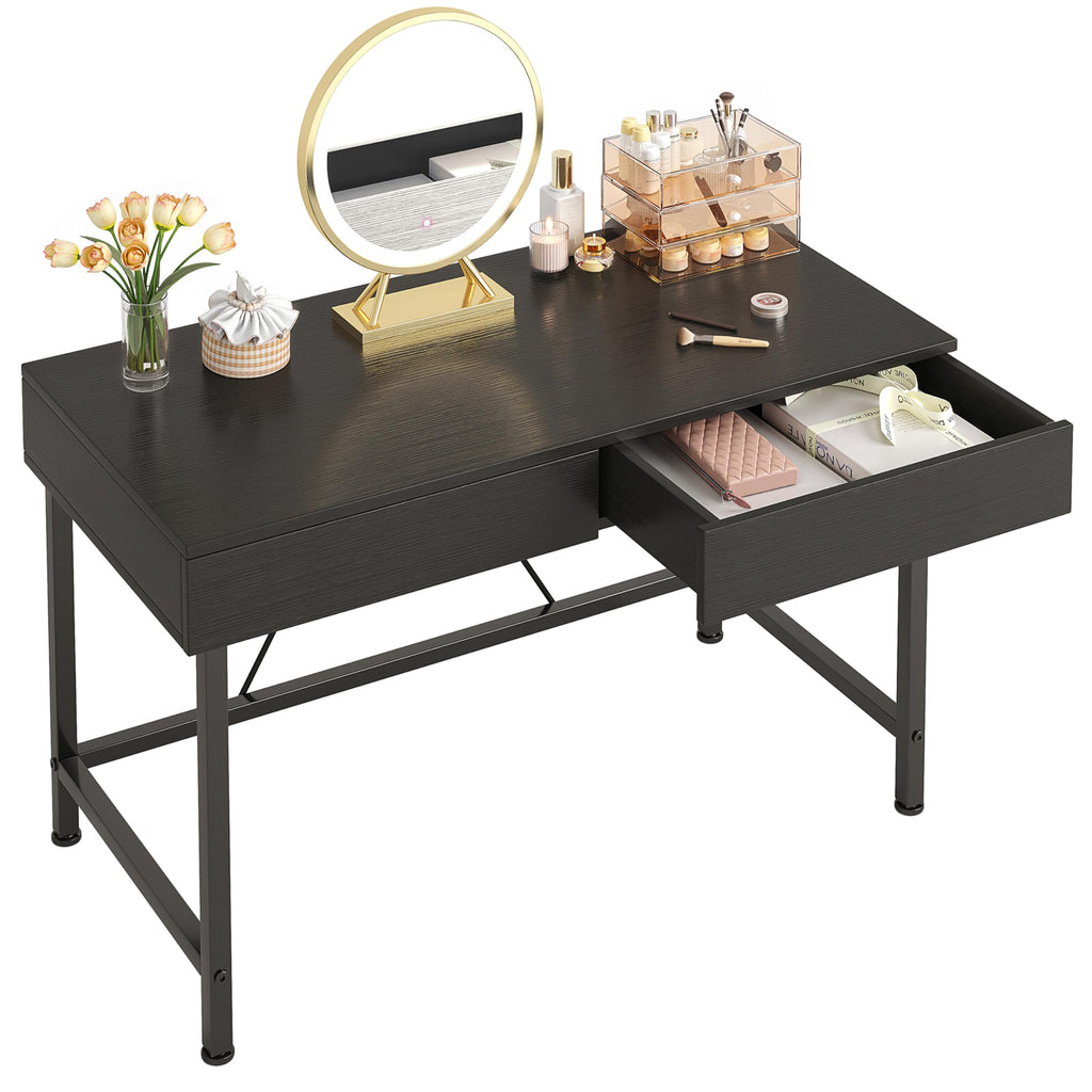 Black 40 Inch Small Desk with Wood Drawers L34205