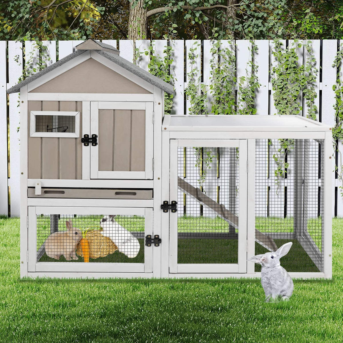 48" L 2-Story Rabbit Hutch with Ramp P614