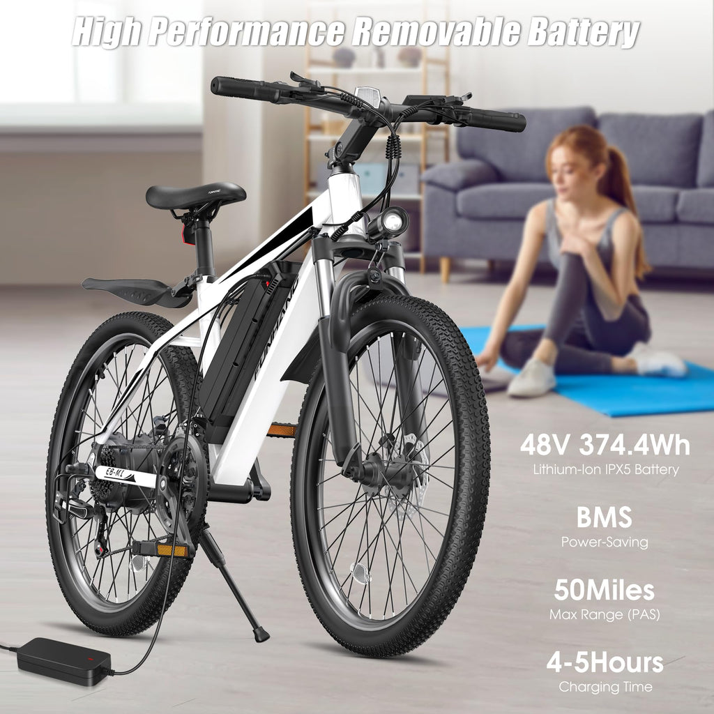 1000W 50Miles 26" Electric Mountain Bike with 48V Removable Battery H95134