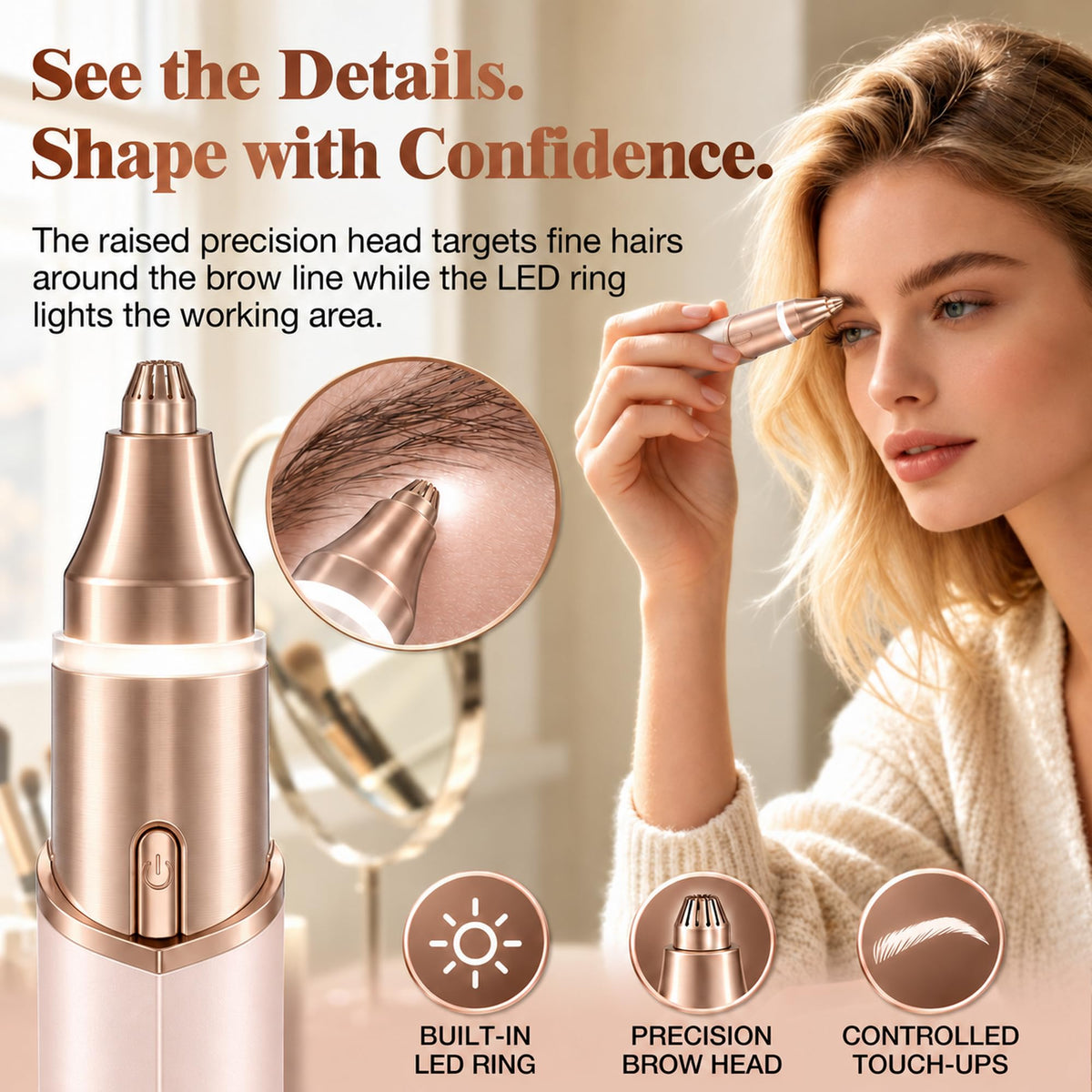 2 in 1 Electric Face Shaver with LED Light F3410