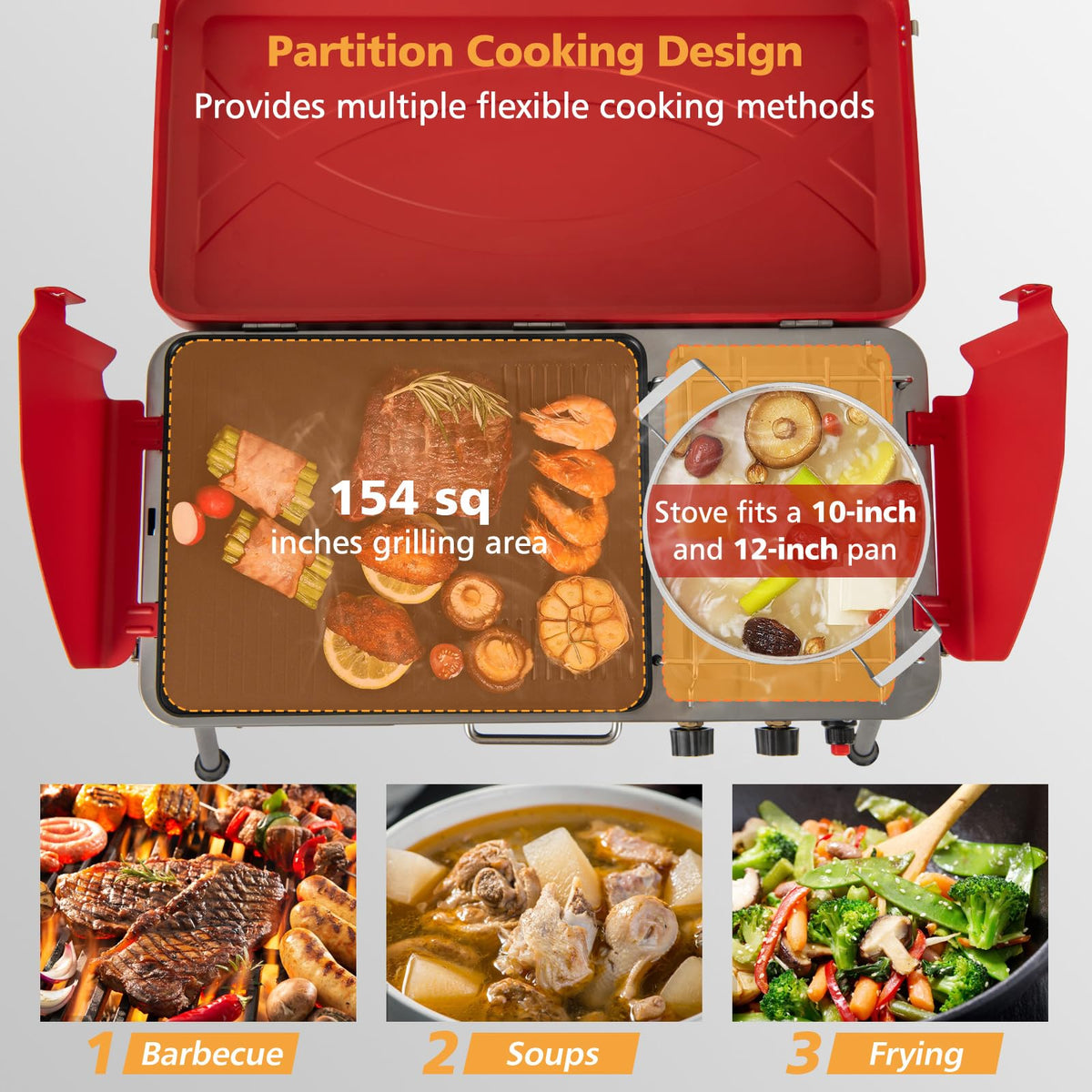 2-Burner Portable Propane Gas Grill with Removable Legs R180921