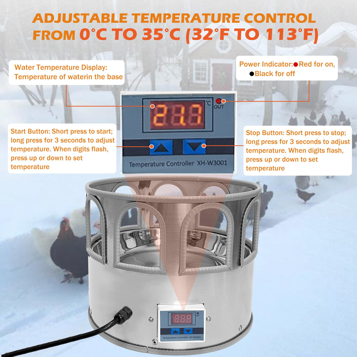 5 Gallon Heated Poultry Waterer I32476