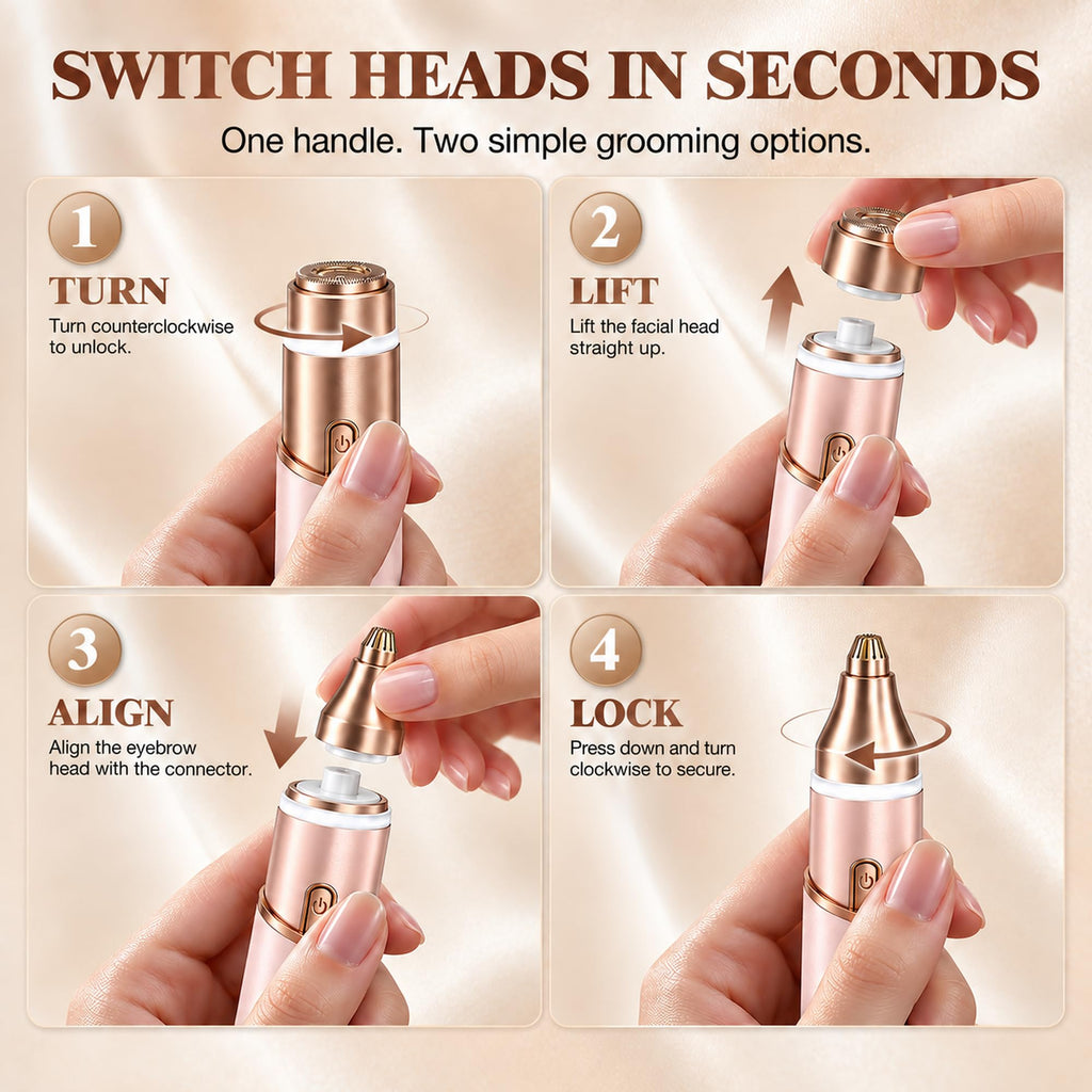 2 in 1 Electric Face Shaver with LED Light F3410