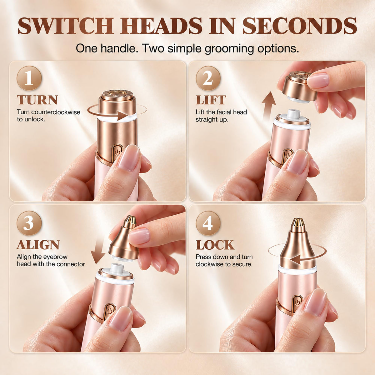 2 in 1 Electric Face Shaver with LED Light F3410