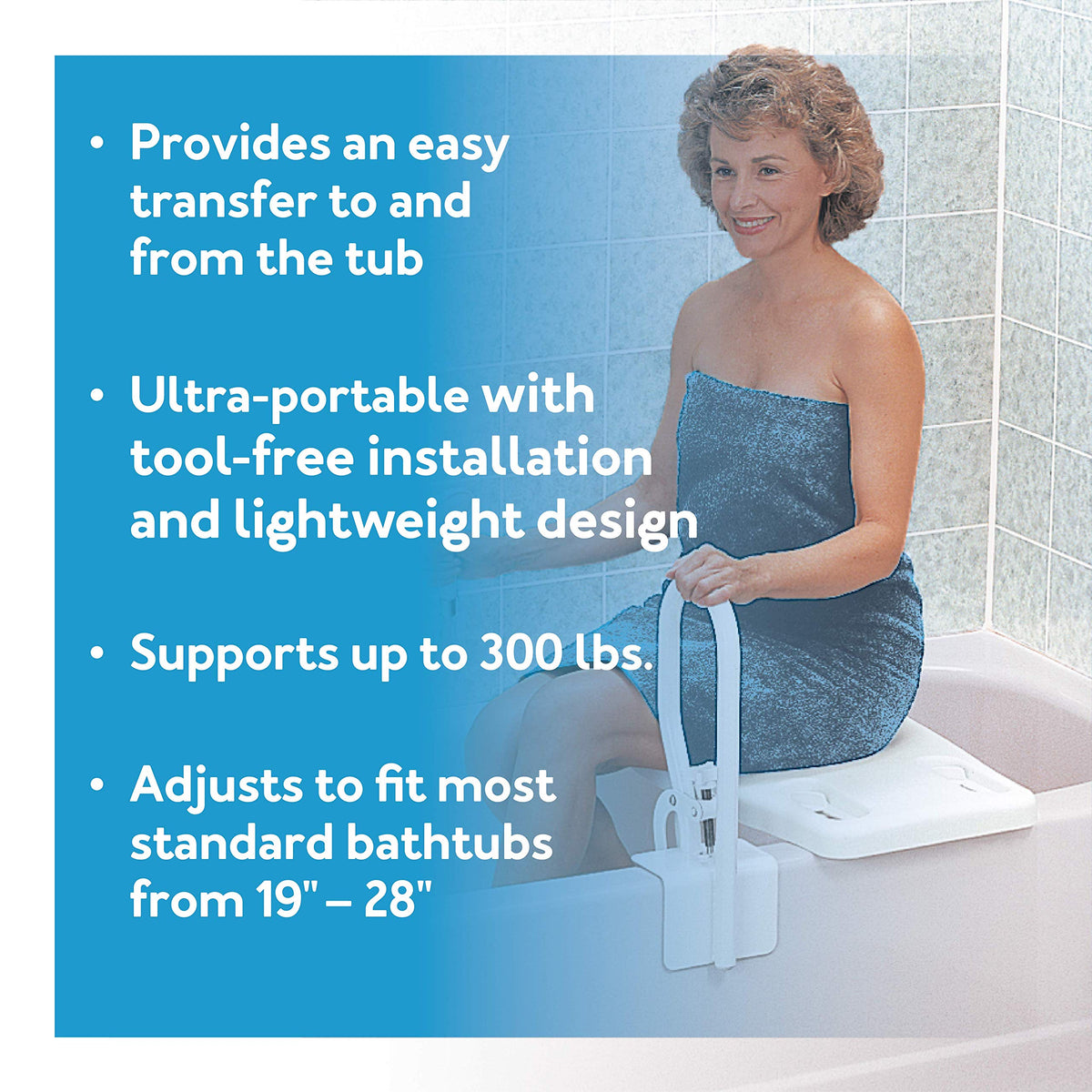 Portable Shower Bench with Adjustable Width and 300 Pound Weight Capacity J938732