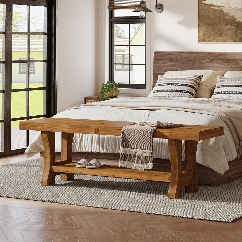 Brown Solid Wood Entryway Bench S49771
