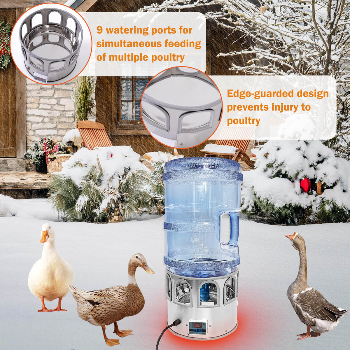 5 Gallon Heated Poultry Waterer I32476