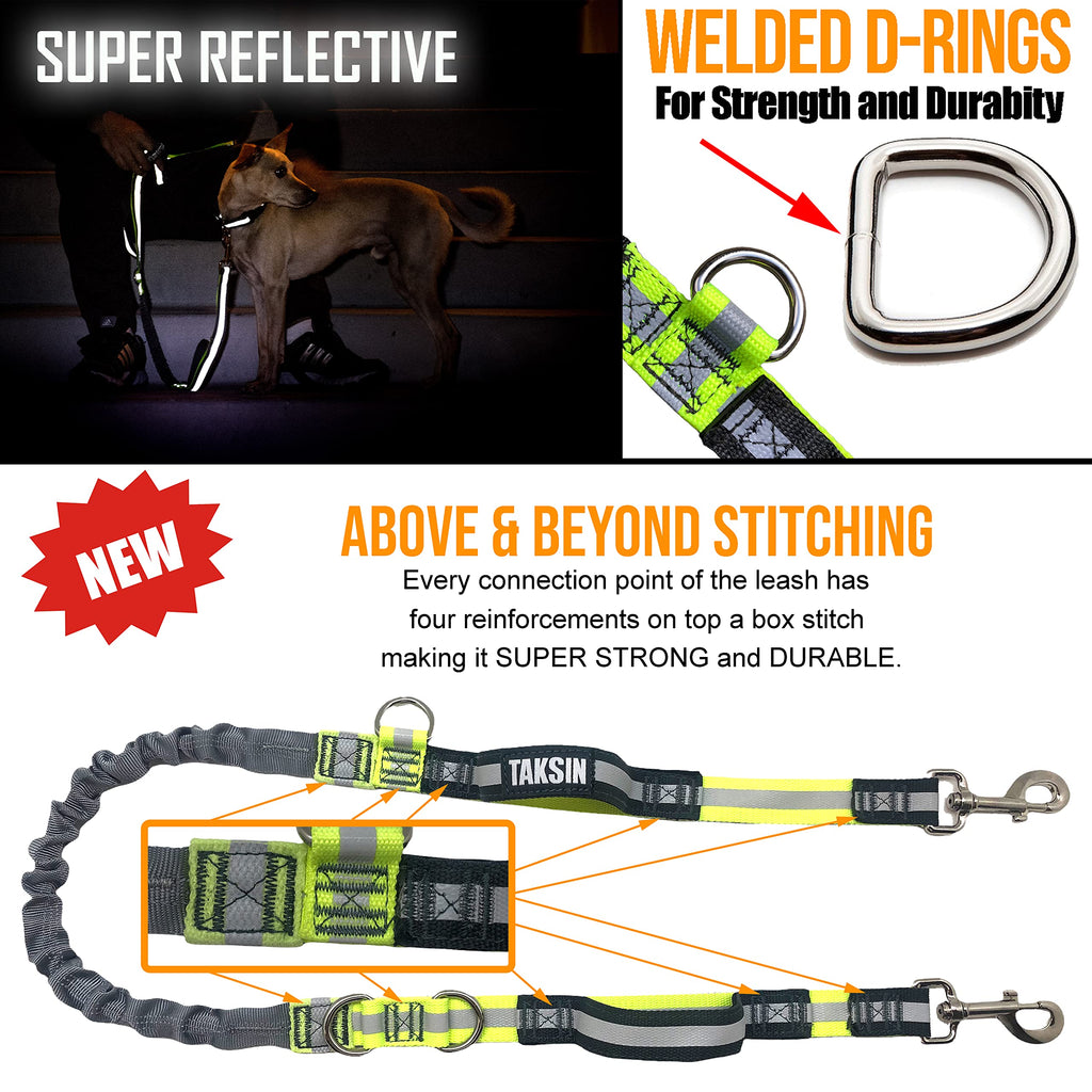 Hands Free Dog Leash with Reflective Bungee, Treat Holder, Poop Bag Dispenser T813320