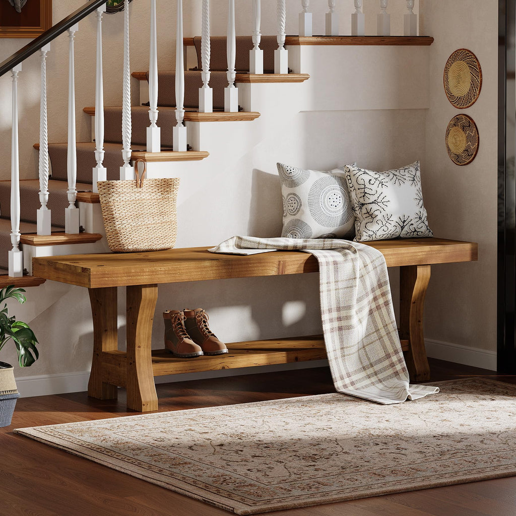 Brown Solid Wood Entryway Bench S49771